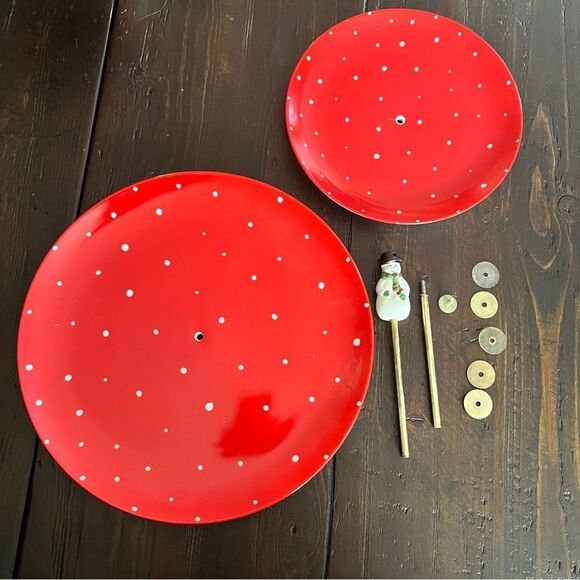 Rear Vintage Toscany Snowman 2 Tiered Glass Set by Lynda Sylvester - Picture 3 of 9